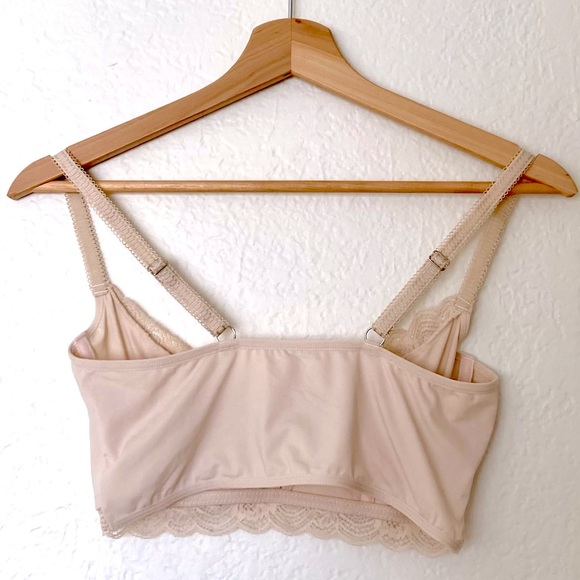 Cream Satin Lace Bra Bustier, Size XS - Picture 3 of 3